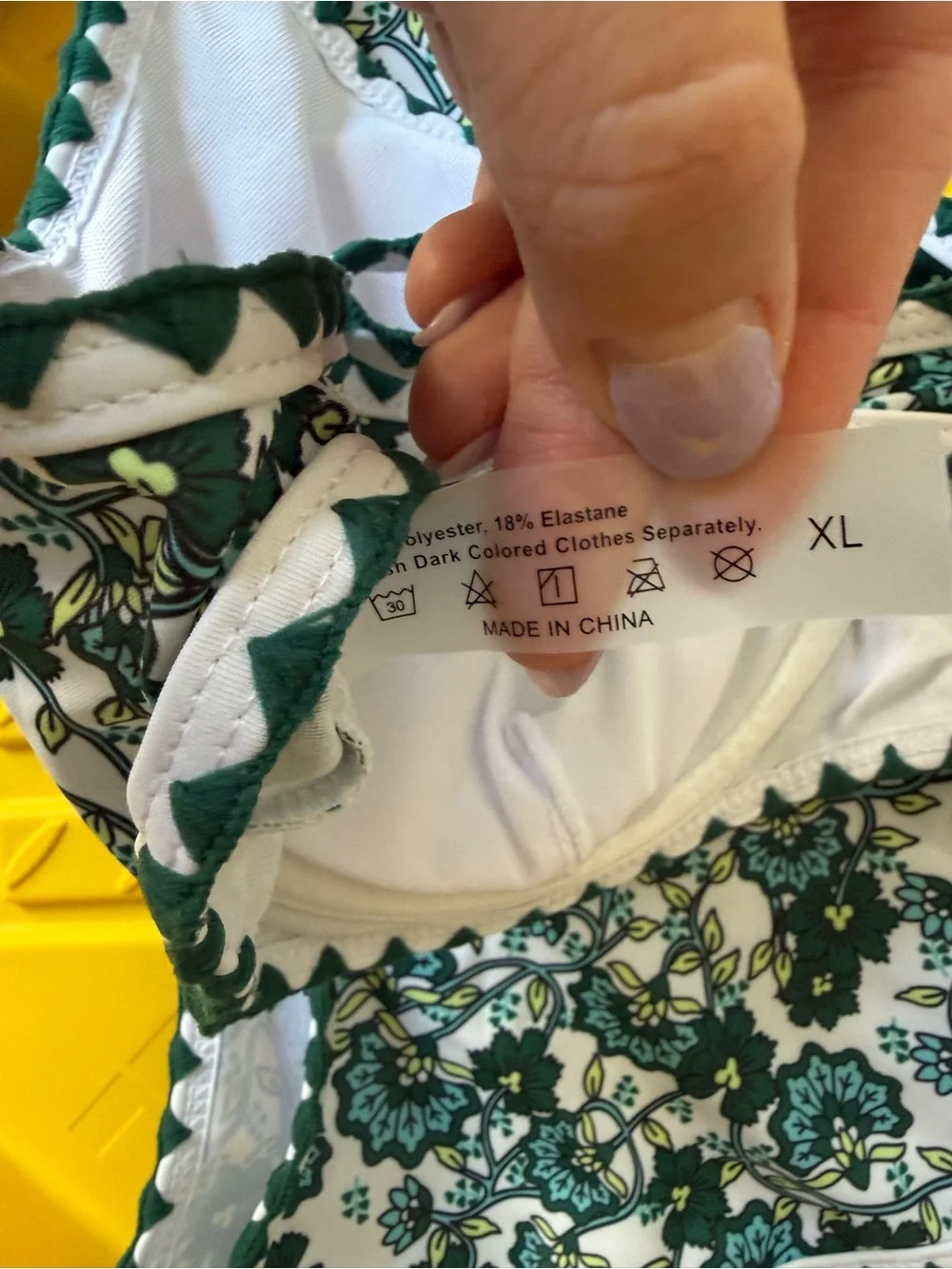 Cupshe White & Green Floral High-Waist Bikini Set